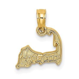 14k Yellow Gold Mini Travel CAPE COD Map Necklace/Bracelet Charm Pendant